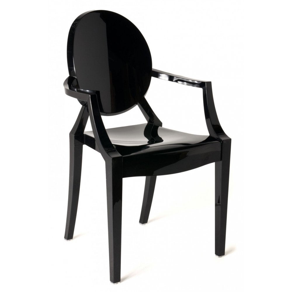 Black Ghost Style Plastic Louis Armchair