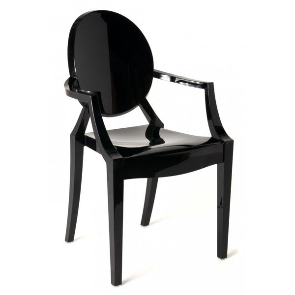 Black Ghost Style Plastic Louis Armchair