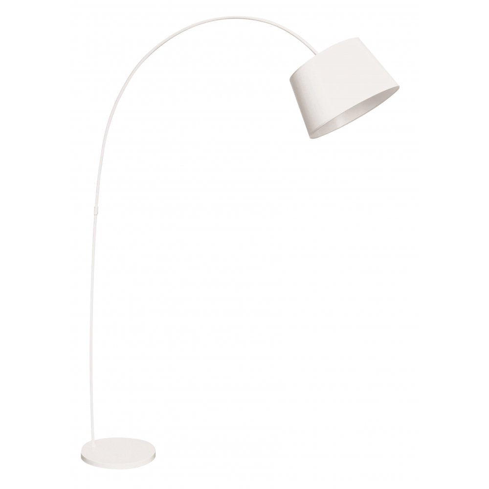 Large White Metal Arched Floor Standing Lamp