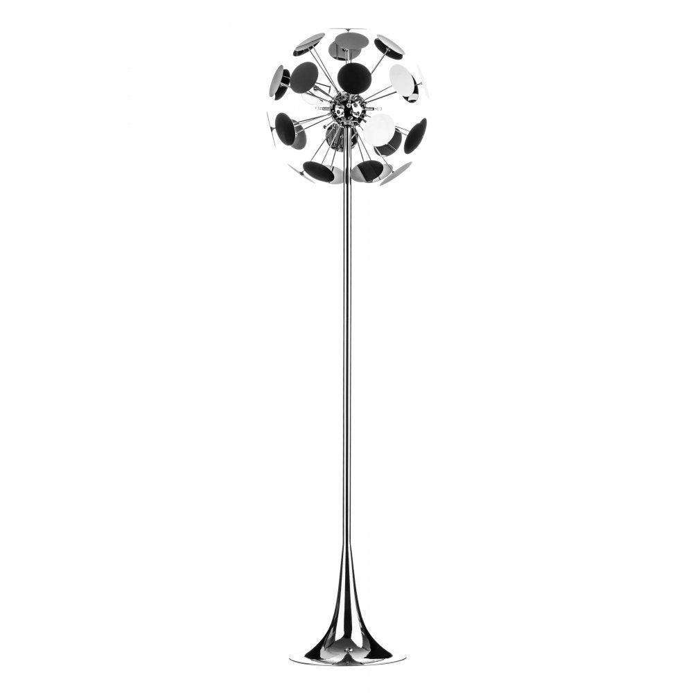 Chrome Tall Floor Standing Lamp with Disc Shade