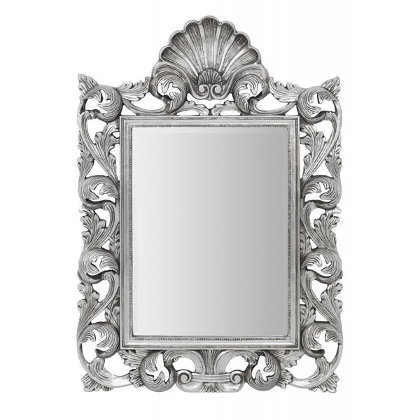 Large Silver Rectangular Mirror with Ornate Surround
