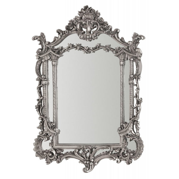 Oversized Silver Rectangular Antique Style Wall Mirror