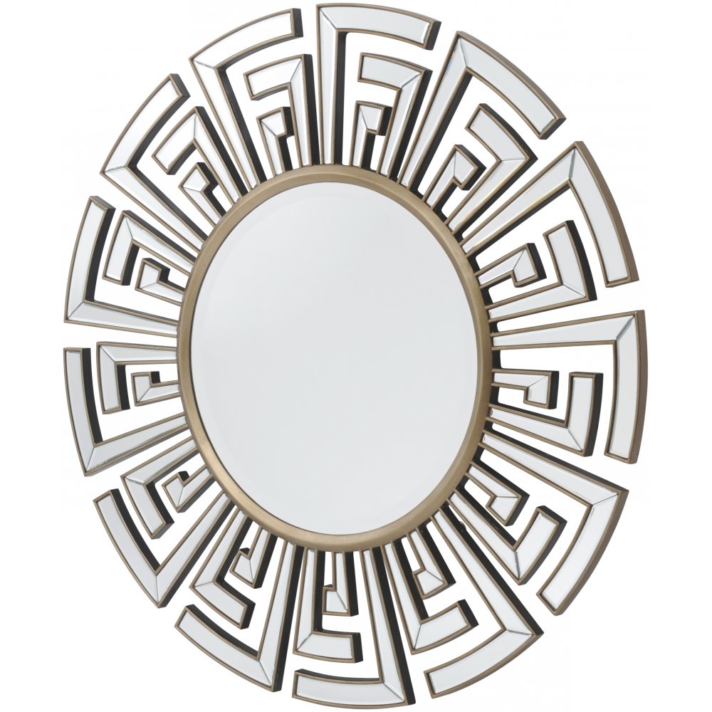 Art Deco Aztec Style Large Circular Mirror
