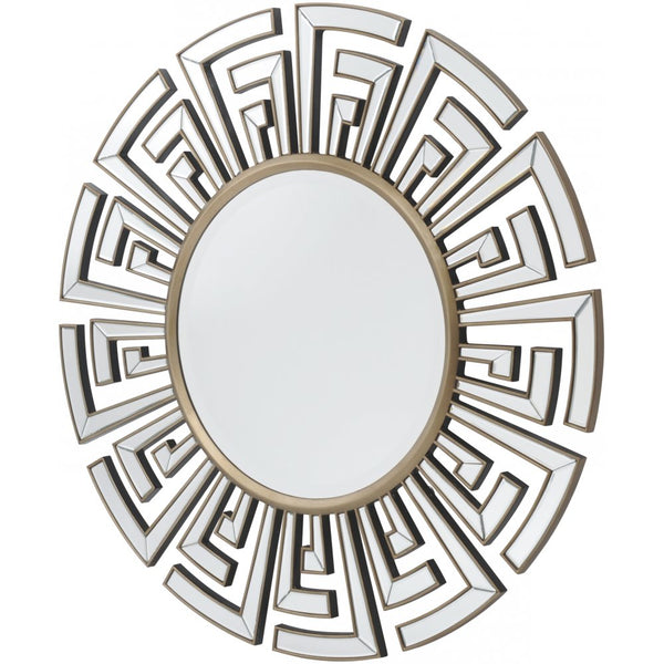 Art Deco Aztec Style Large Circular Mirror