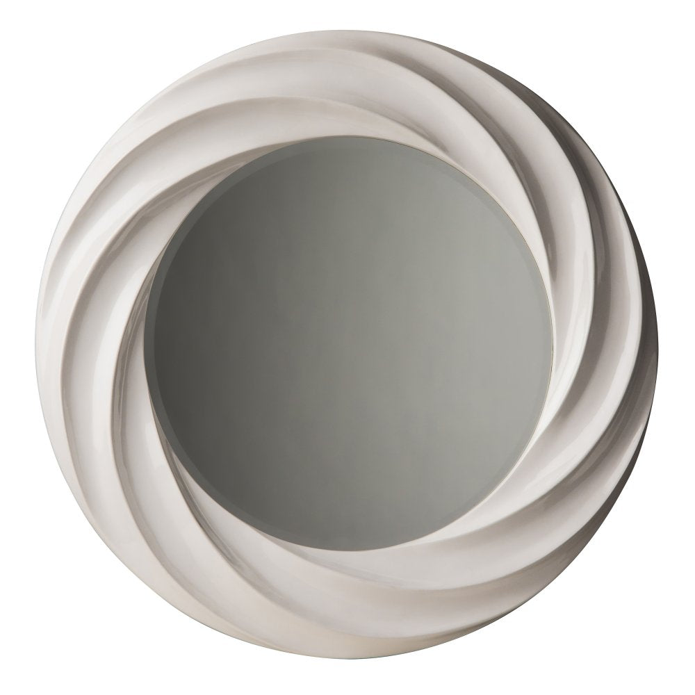 Large White Circular Swirl Mirror