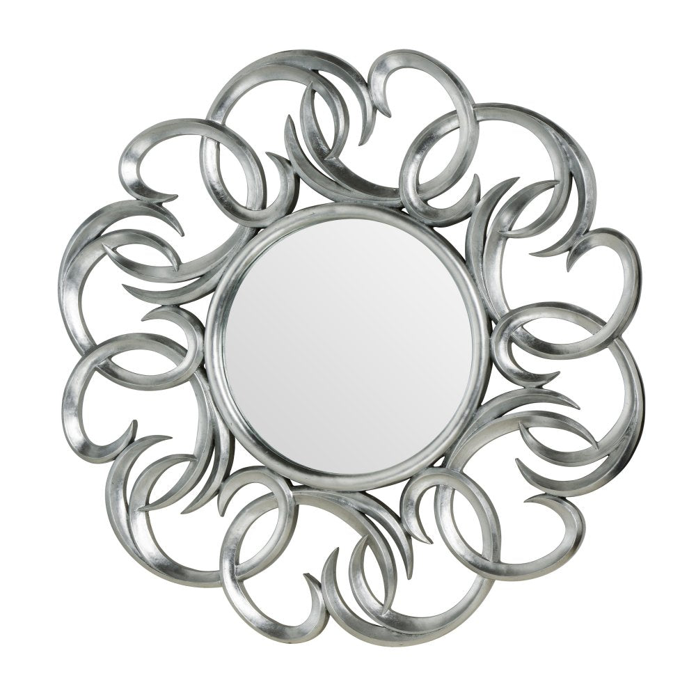 Large Circular Silver Swirl Wall Mirror