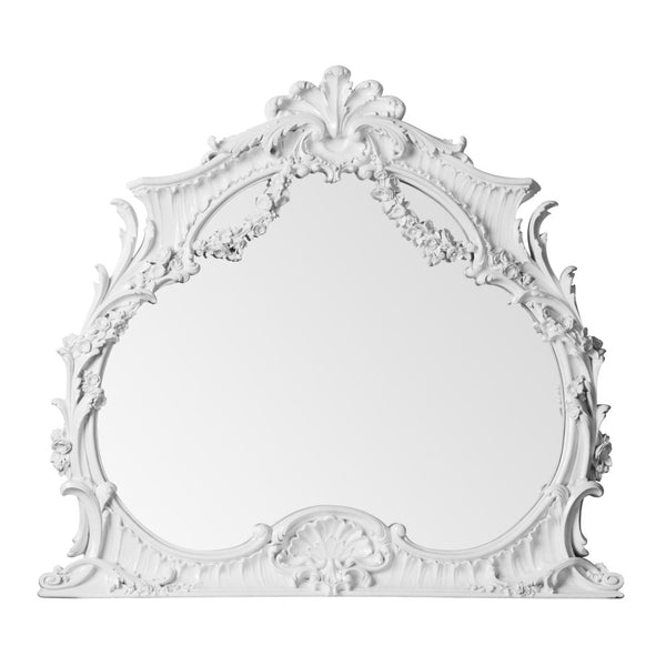 Ornate Overmantle White Vintage Mirror