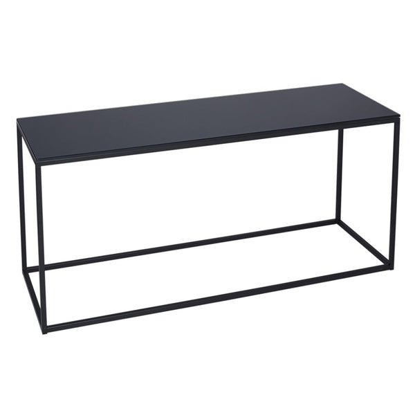 Black Glass and Black Metal Contemporary TV Stand