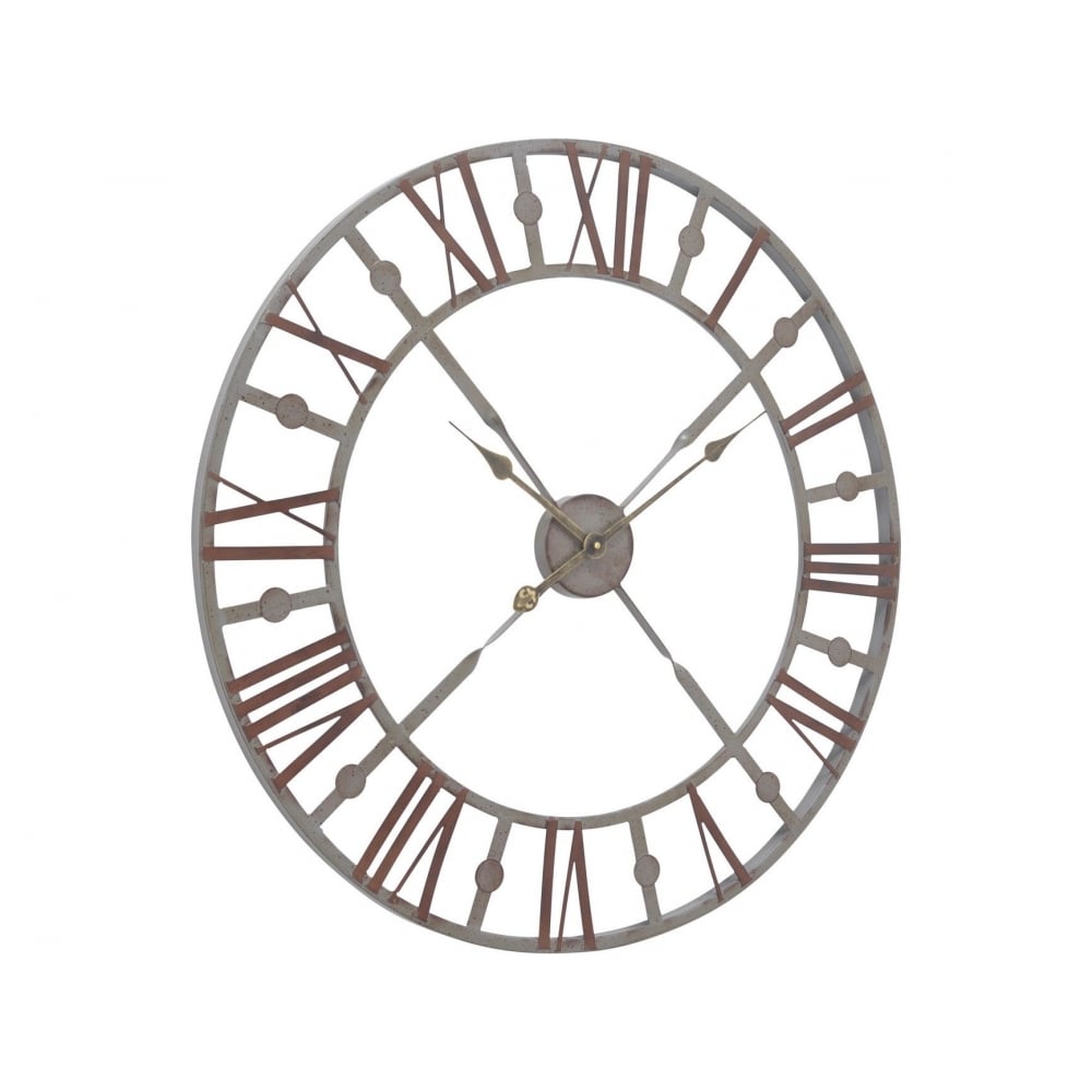 Skeleton Style Wall Clock in Antique Grey