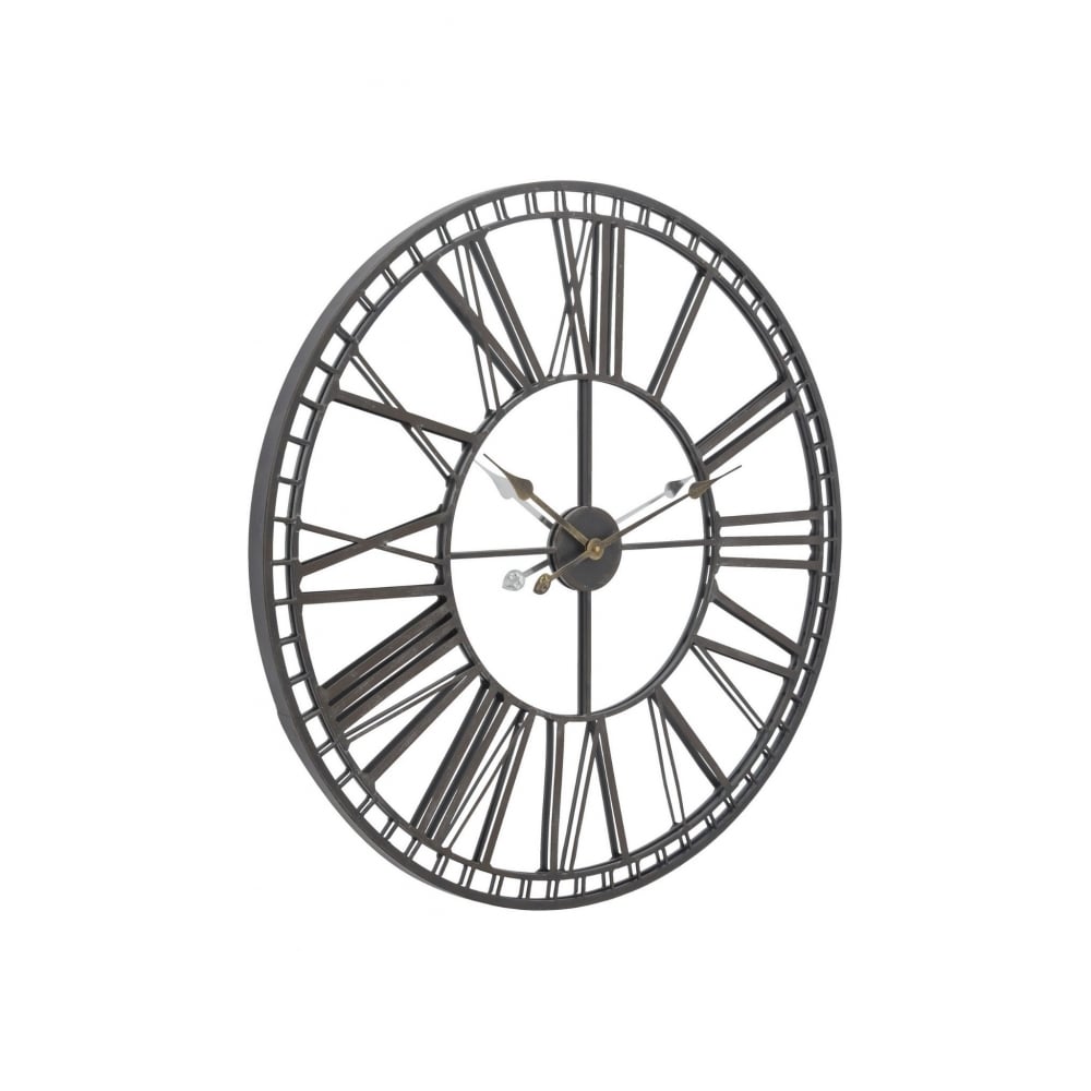 Black Iron and Mirror Skeleton Wall Clock