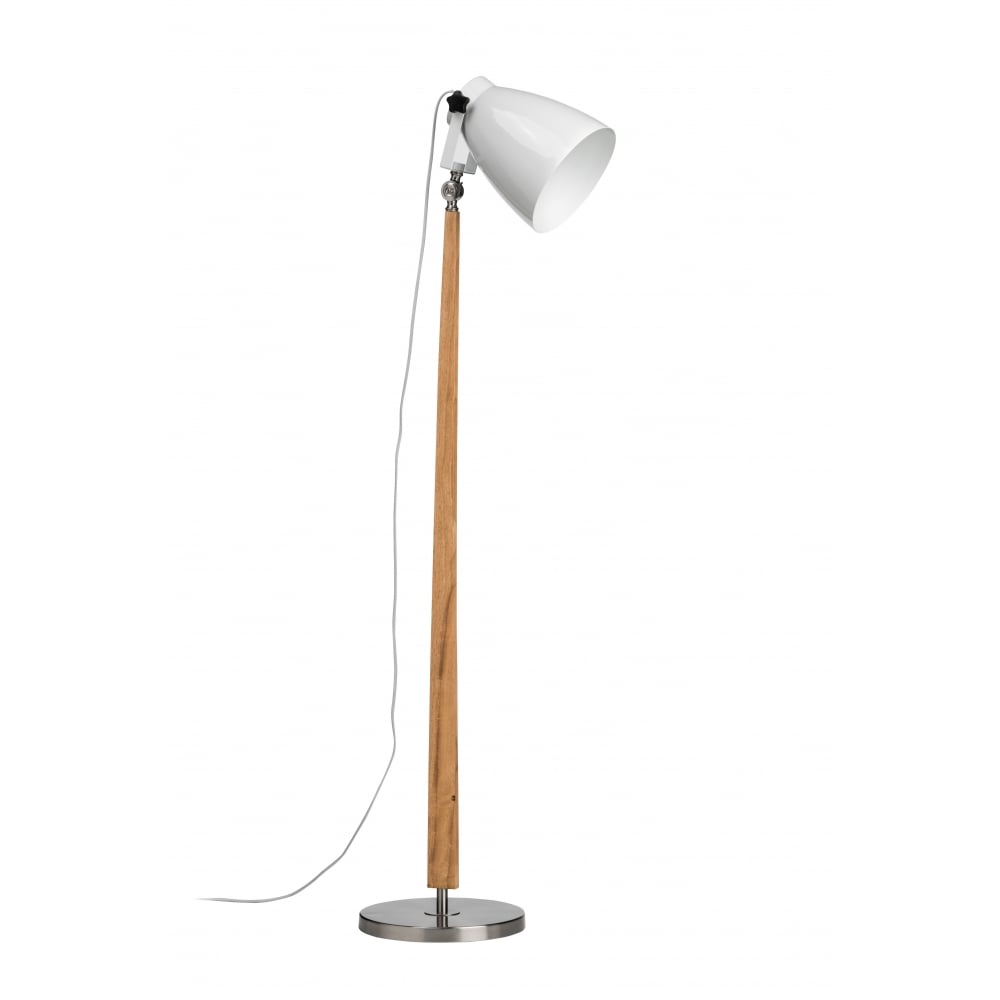 Scandi Style Light Wood White and Nickel Floor Lamp
