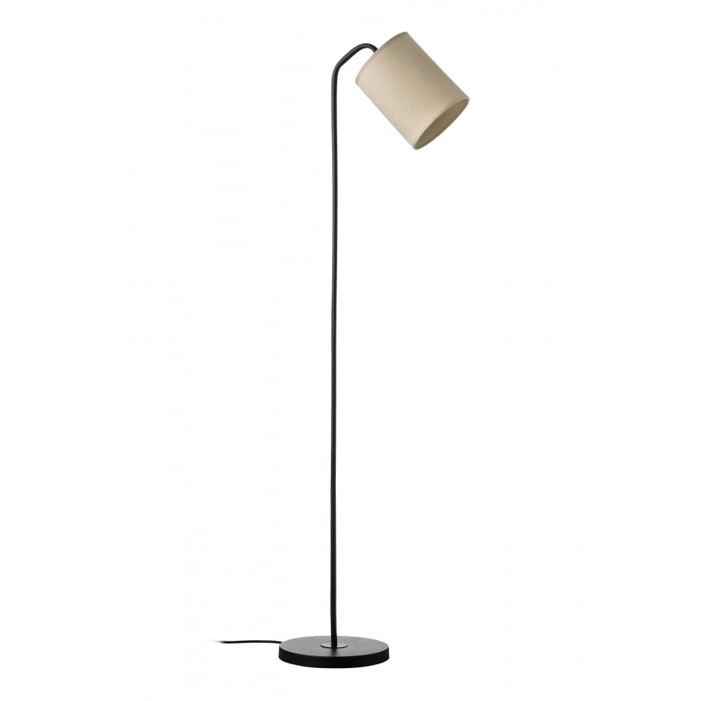 Warehouse Style Black Metal and Cream Floor Lamp