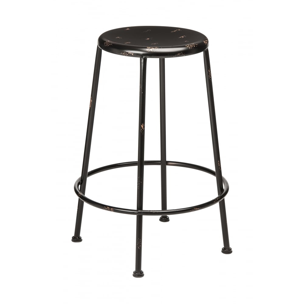Black Metal Distressed Artisan Bar Stool