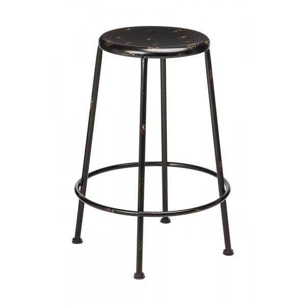 Black Metal Distressed Artisan Bar Stool