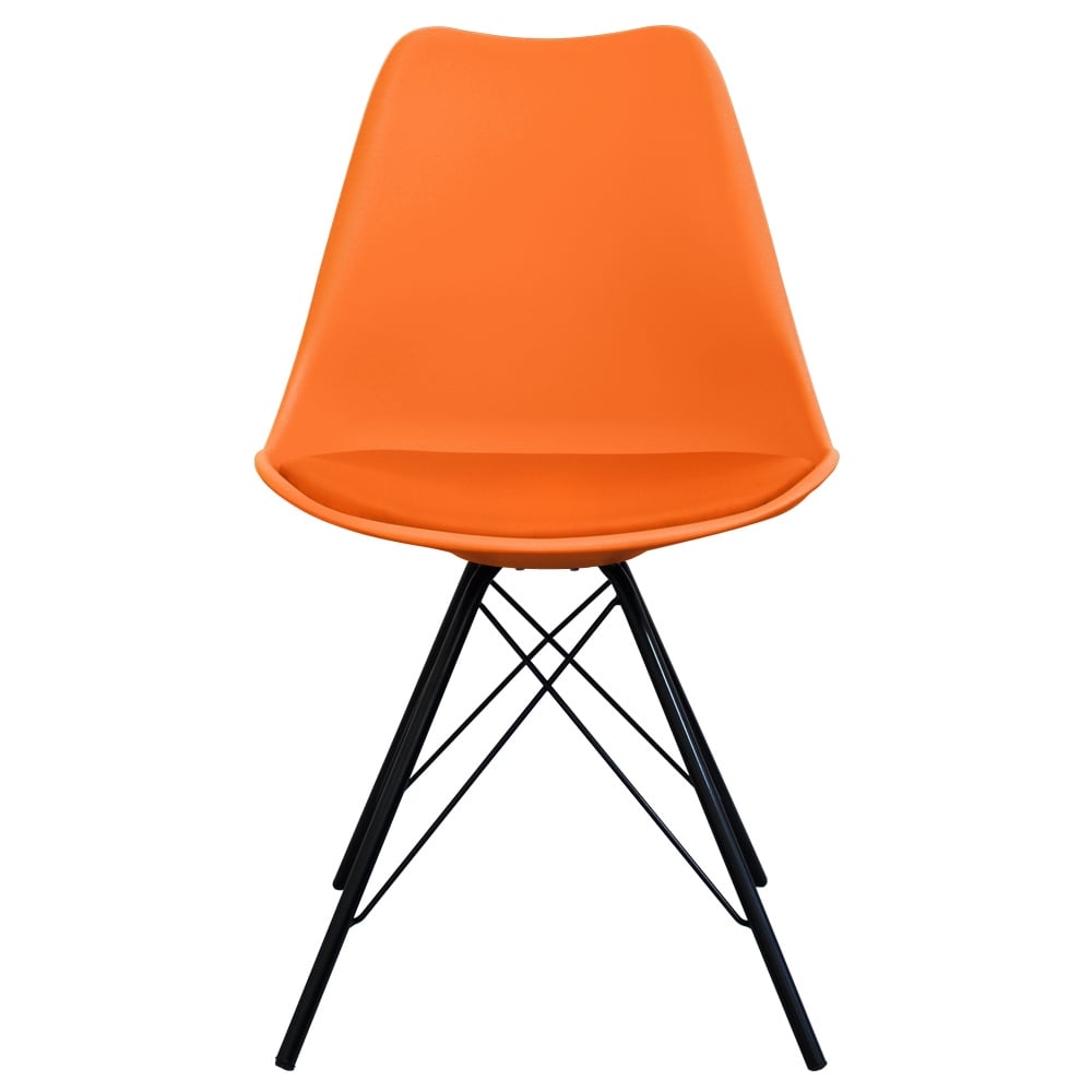Soho Orange Plastic Dining Chair with Black Metal Legs