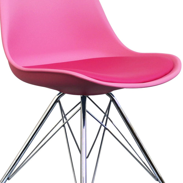 Soho Bright Pink Plastic Dining Chair with Black Metal Legs