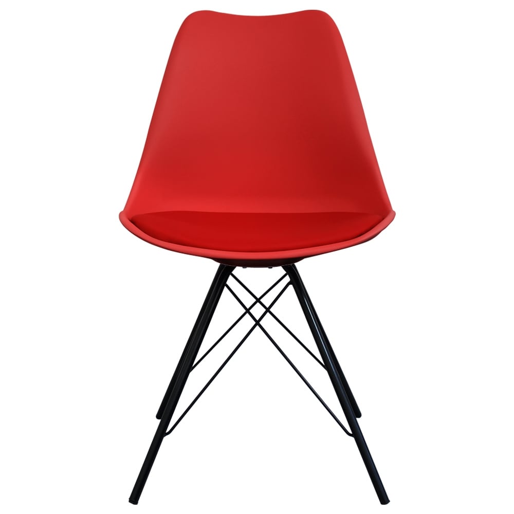 Soho Red Plastic Dining Chair with Black Metal Legs