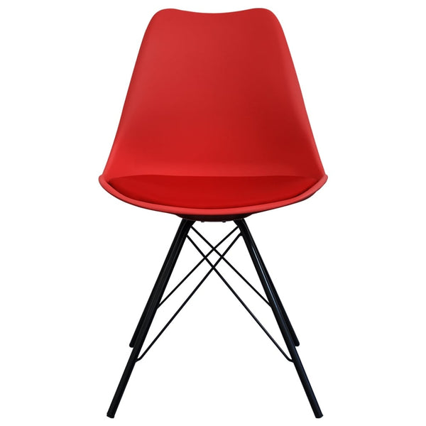 Soho Red Plastic Dining Chair with Black Metal Legs