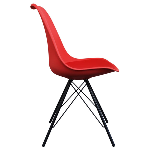 Soho Red Plastic Dining Chair with Black Metal Legs