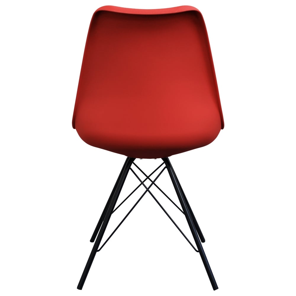 Soho Red Plastic Dining Chair with Black Metal Legs