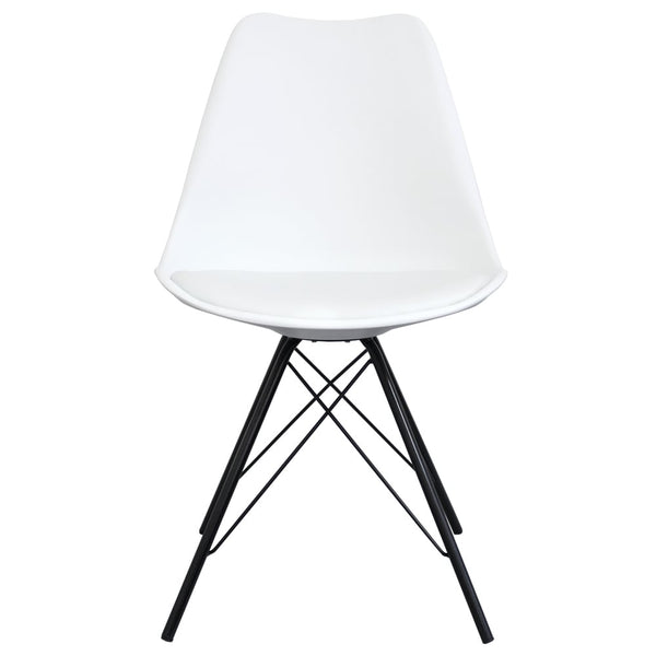 Soho White Plastic Dining Chair with Black Metal Legs