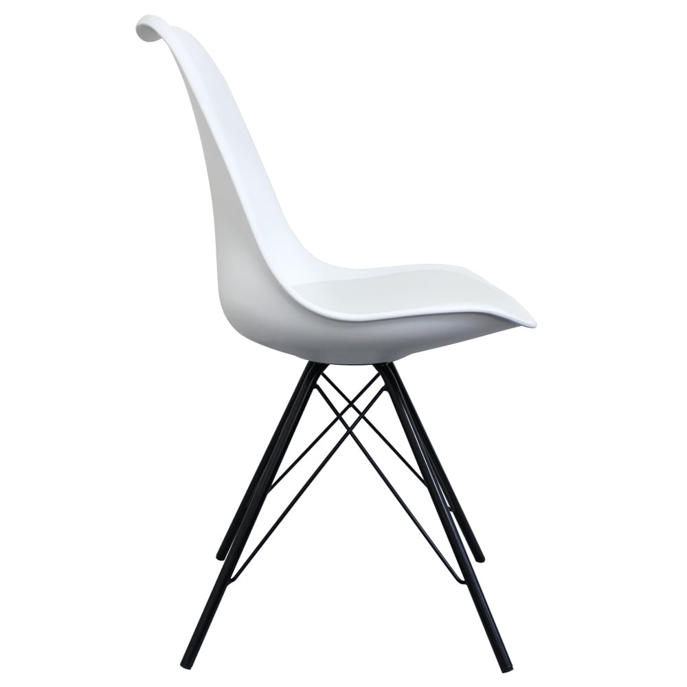 Soho White Plastic Dining Chair with Black Metal Legs