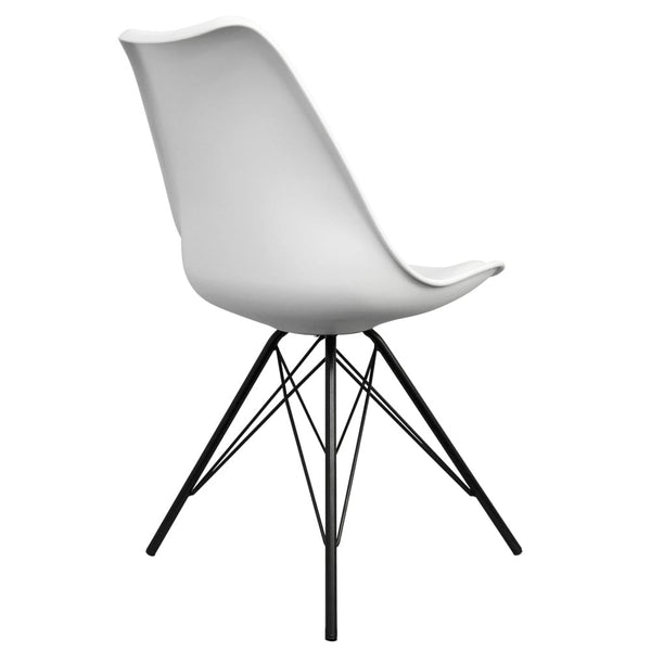 Soho White Plastic Dining Chair with Black Metal Legs