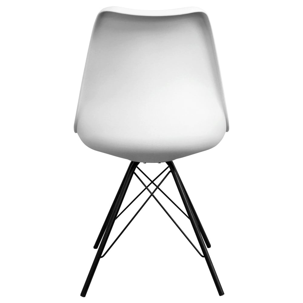 Soho White Plastic Dining Chair with Black Metal Legs