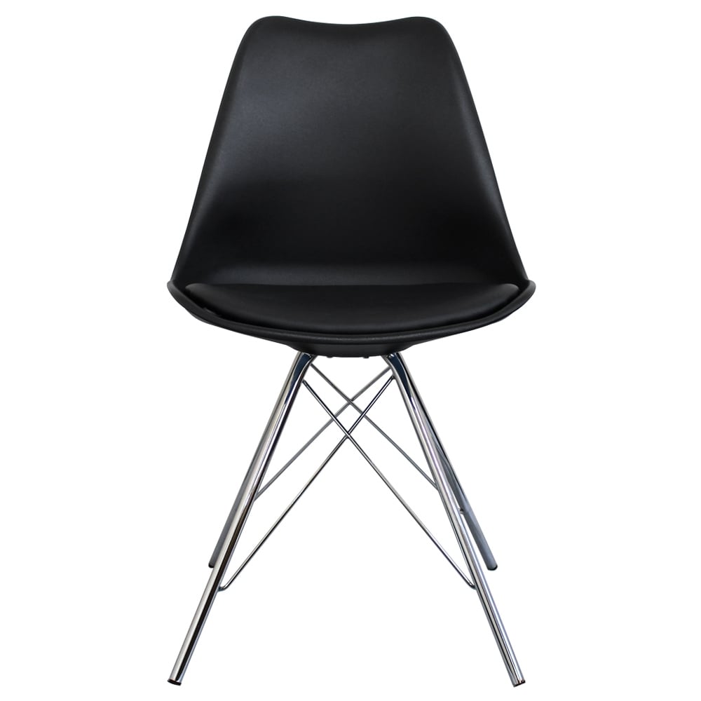 OUTLET Soho Black Plastic Dining Chair with Chrome Metal Legs