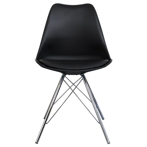 OUTLET Soho Black Plastic Dining Chair with Chrome Metal Legs
