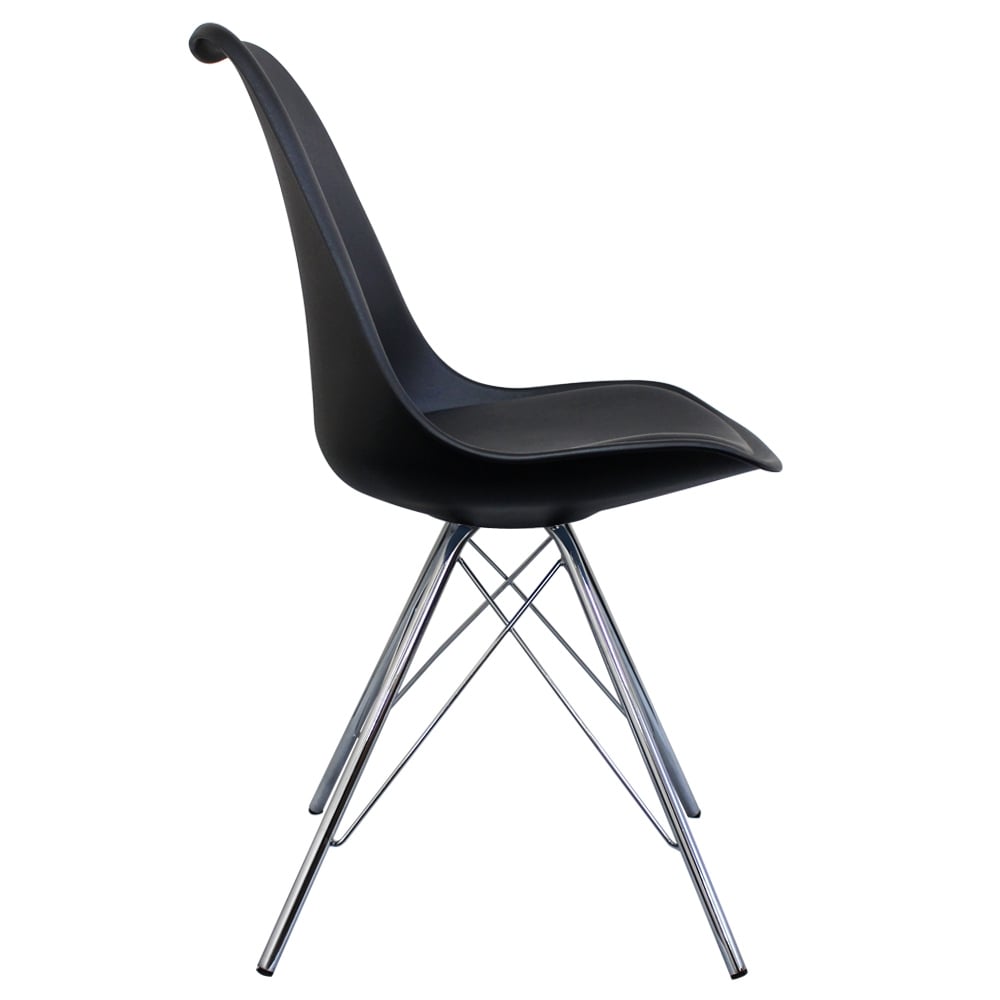 OUTLET Soho Black Plastic Dining Chair with Chrome Metal Legs