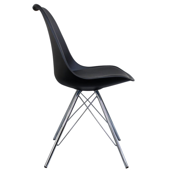 OUTLET Soho Black Plastic Dining Chair with Chrome Metal Legs