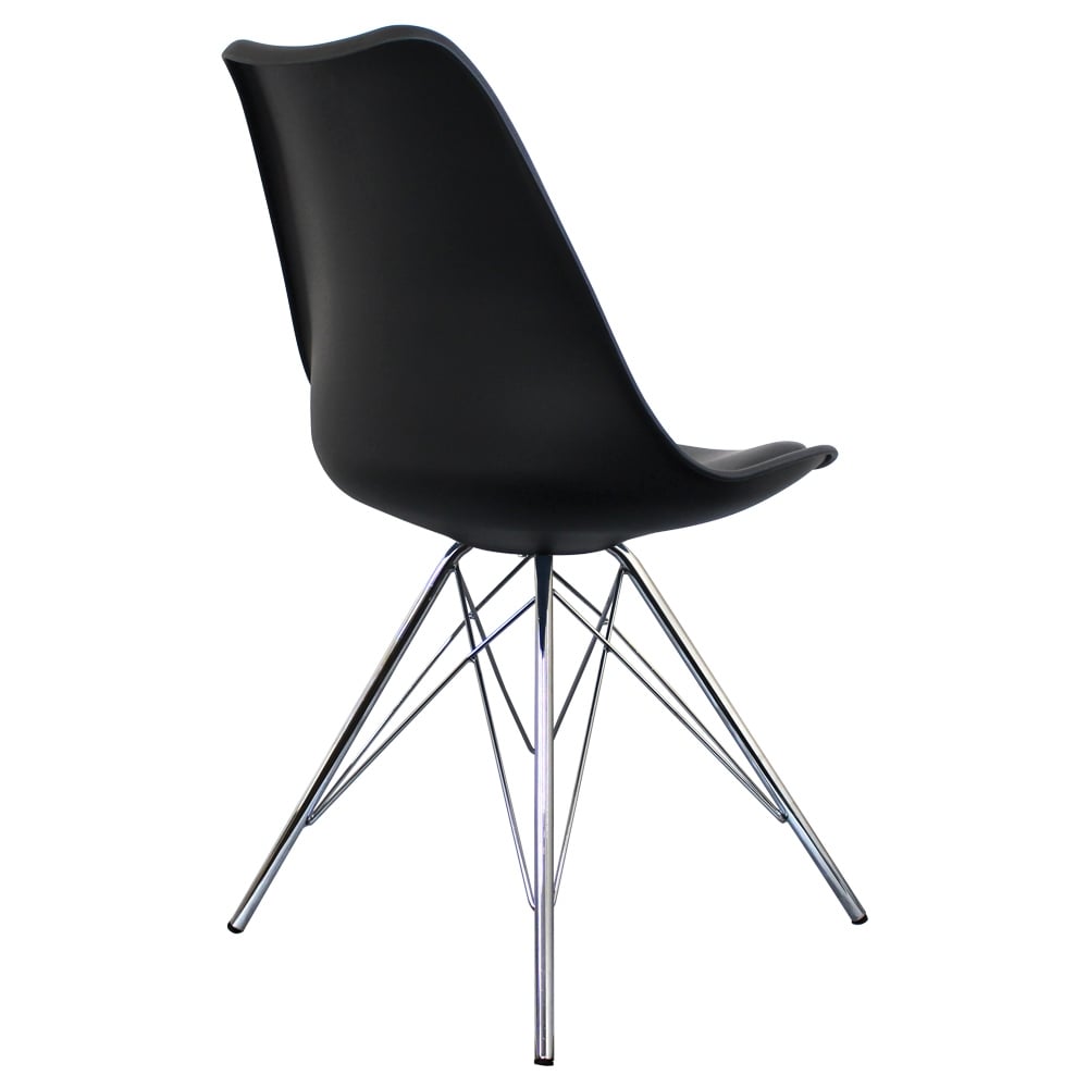 OUTLET Soho Black Plastic Dining Chair with Chrome Metal Legs