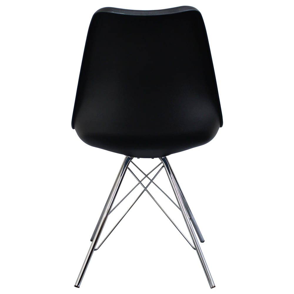 OUTLET Soho Black Plastic Dining Chair with Chrome Metal Legs