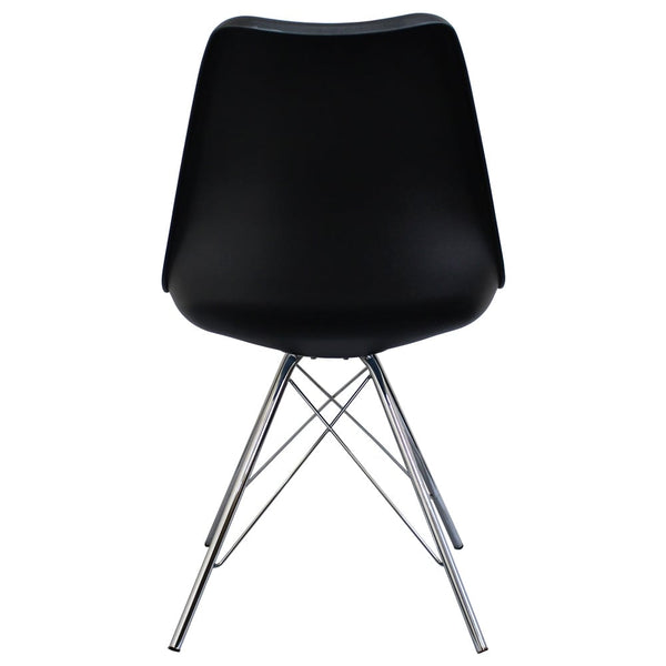 OUTLET Soho Black Plastic Dining Chair with Chrome Metal Legs