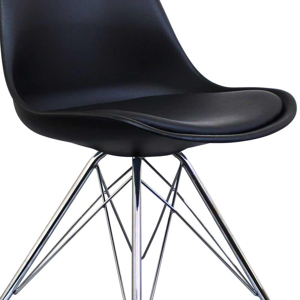 OUTLET Soho Black Plastic Dining Chair with Chrome Metal Legs