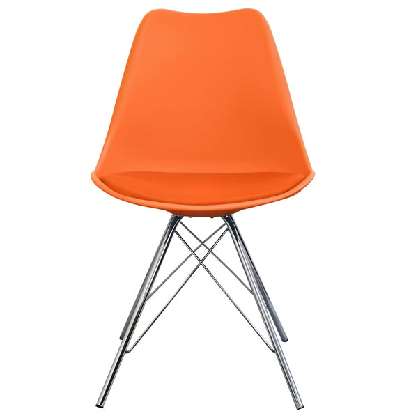 Soho Orange Plastic Dining Chair with Chrome Metal Legs