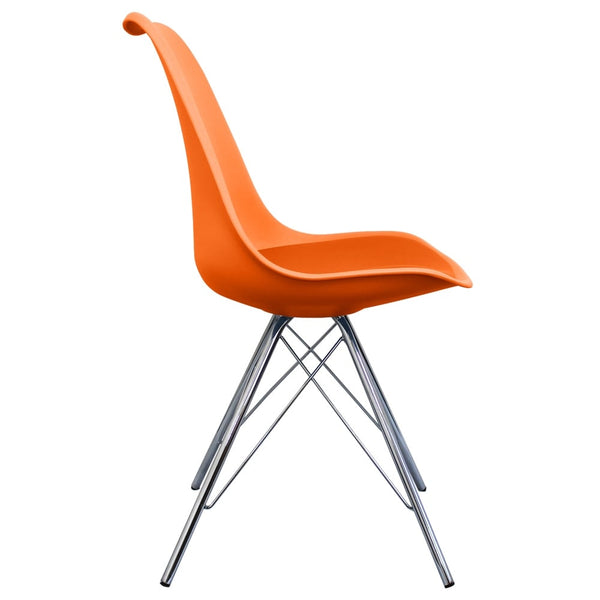 Soho Orange Plastic Dining Chair with Chrome Metal Legs
