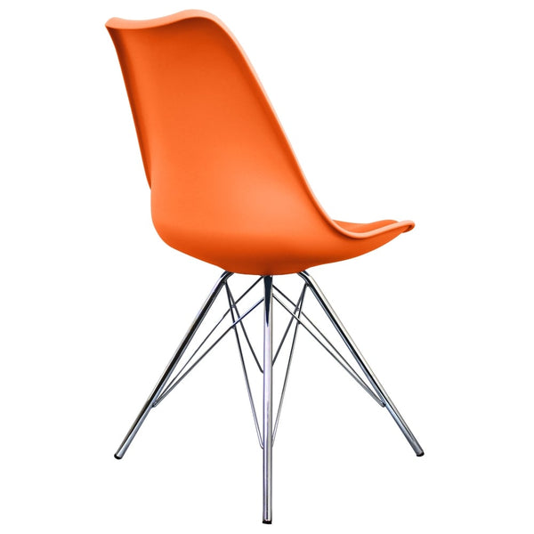 Soho Orange Plastic Dining Chair with Chrome Metal Legs