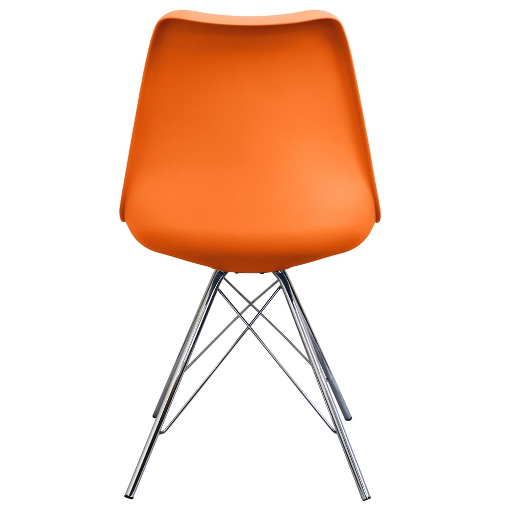 Soho Orange Plastic Dining Chair with Chrome Metal Legs