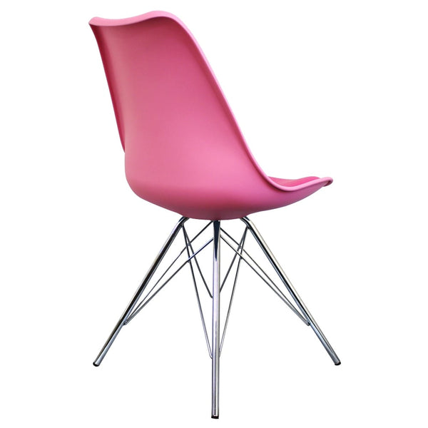 Soho Bright Pink Plastic Dining Chair with Chrome Metal Legs