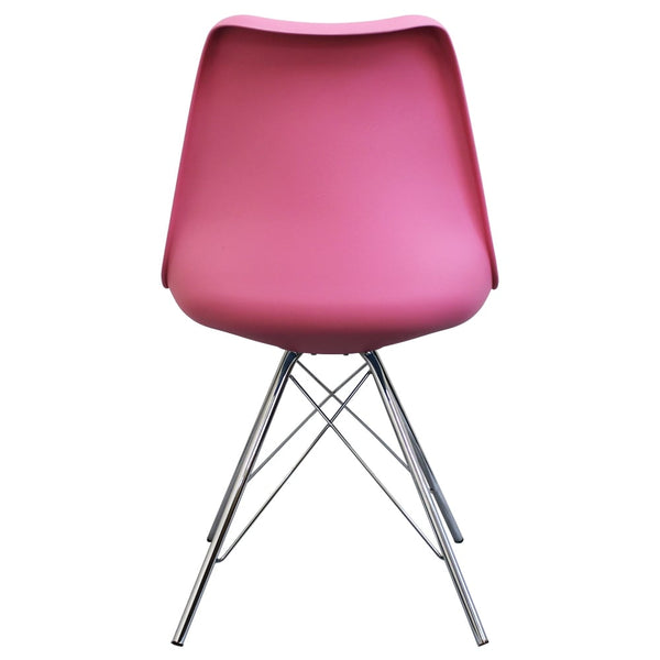 Soho Bright Pink Plastic Dining Chair with Chrome Metal Legs