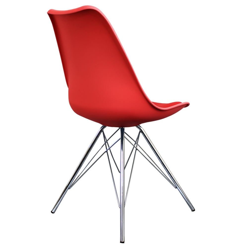 OUTLET Soho Red Plastic Dining Chair with Chrome Metal Legs
