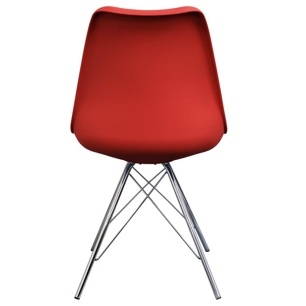OUTLET Soho Red Plastic Dining Chair with Chrome Metal Legs