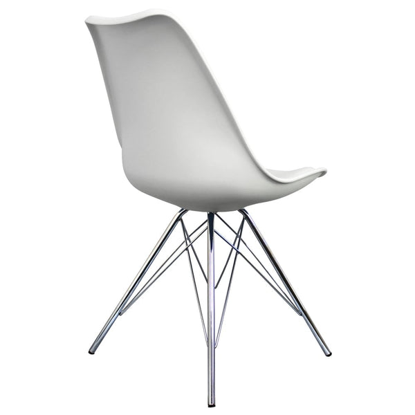 Soho White Plastic Dining Chair with Chrome Metal Legs