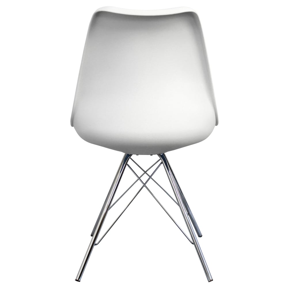 Soho White Plastic Dining Chair with Chrome Metal Legs