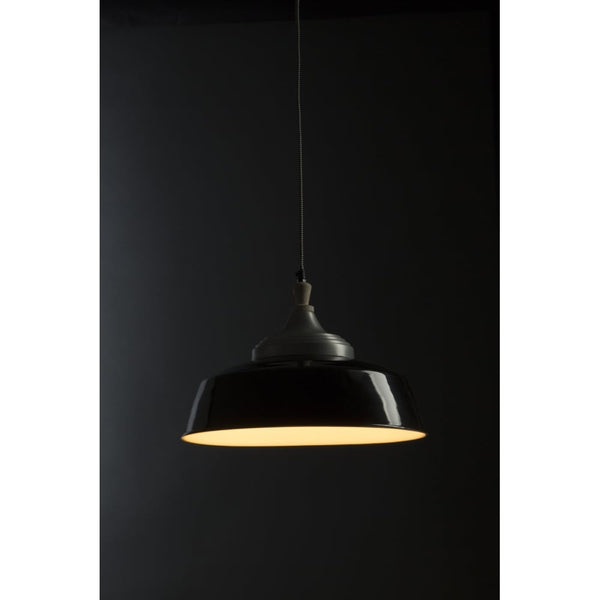 Large Iron and Wood Black Pendant