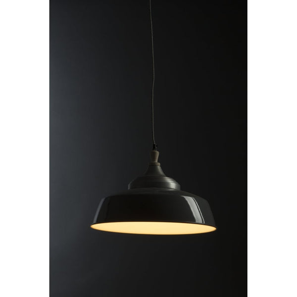 Large Iron and Wood Grey Pendant