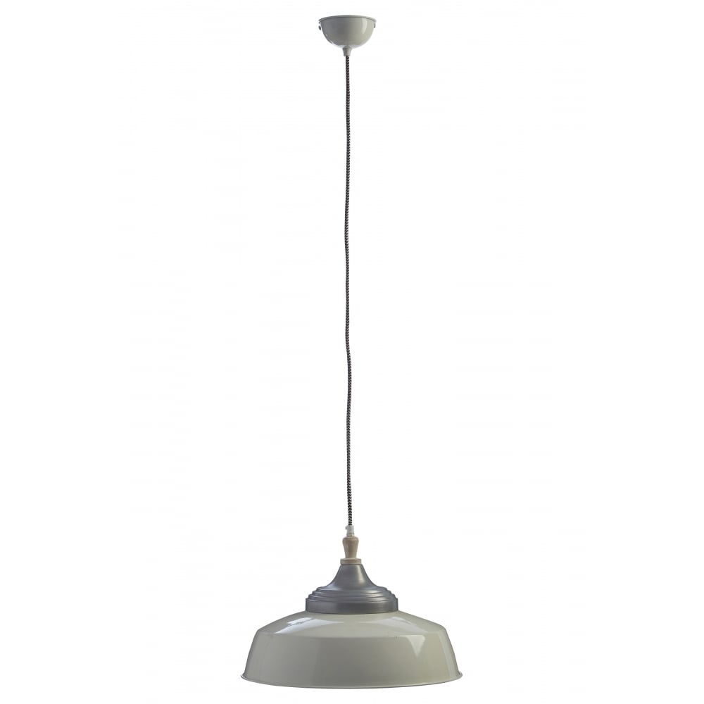 Large Iron and Wood White Pendant