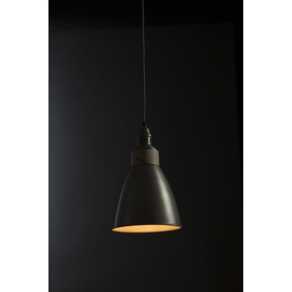 Small Iron and Wood Domed Zinc Pendant